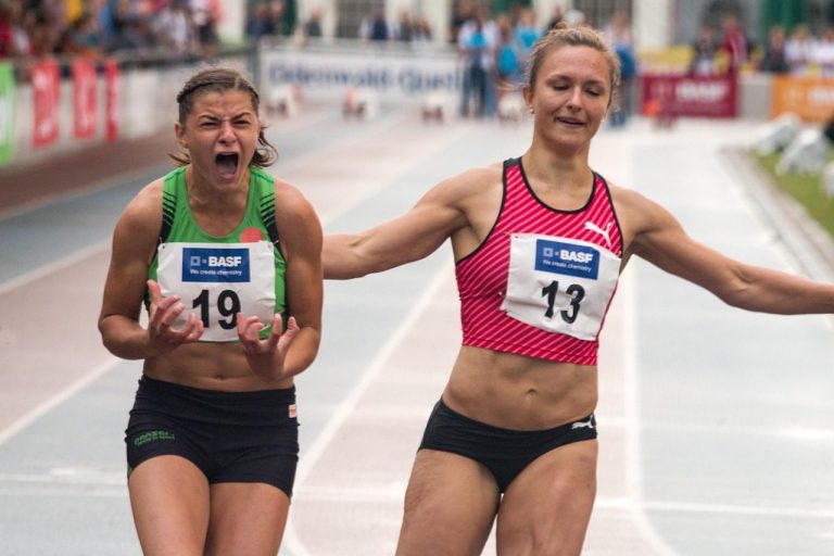 The finish line of the Riverside 10K
